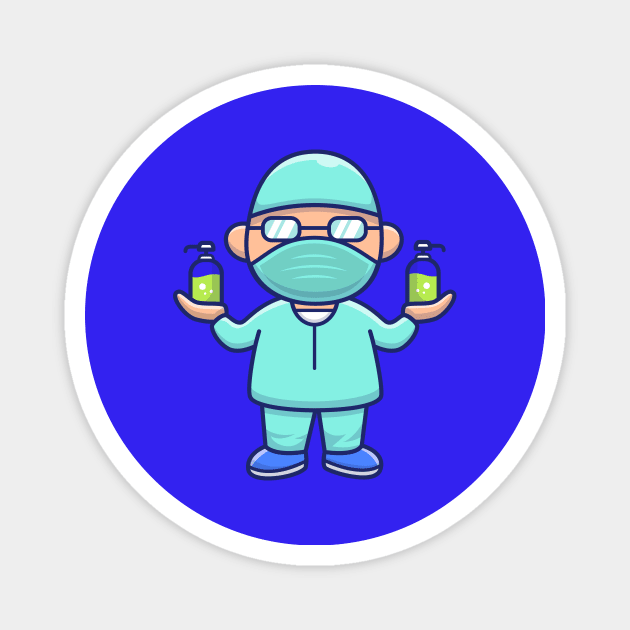 Cute Disinfectant Man Cartoon Magnet by Catalyst Labs